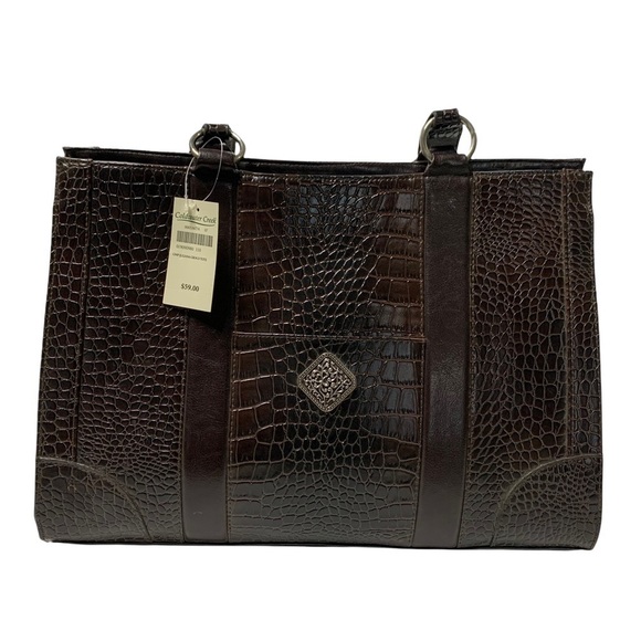 Coldwater Creek New With Tags Juliana Croco Brown Tote - Picture 3 of 10